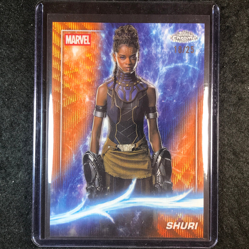 2025 Topps Chrome Marvel Studios SHURI Base Orange Wave 18/25 #80