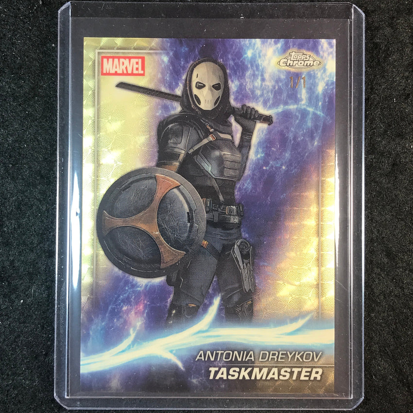 2025 Topps Chrome Marvel Studios TASKMASTER Base Gold Superfractor 1/1 #185