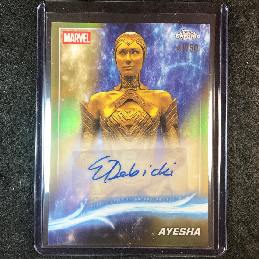 2025 Topps Chrome Marvel Studios ELIZABETH DEBICKI AS AYESHA Auto Gold 43/50