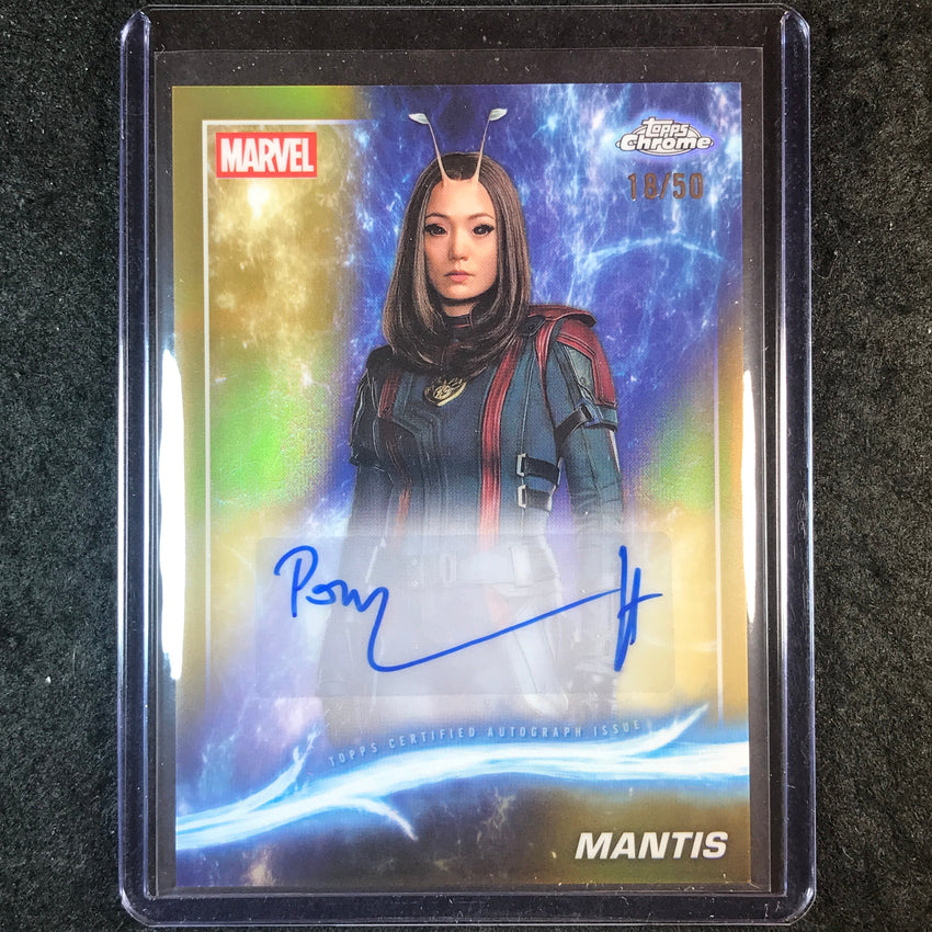 2025 Topps Chrome Marvel Studios POM KLEMENTIEFF AS MANTIS Autograph Gold 18/50