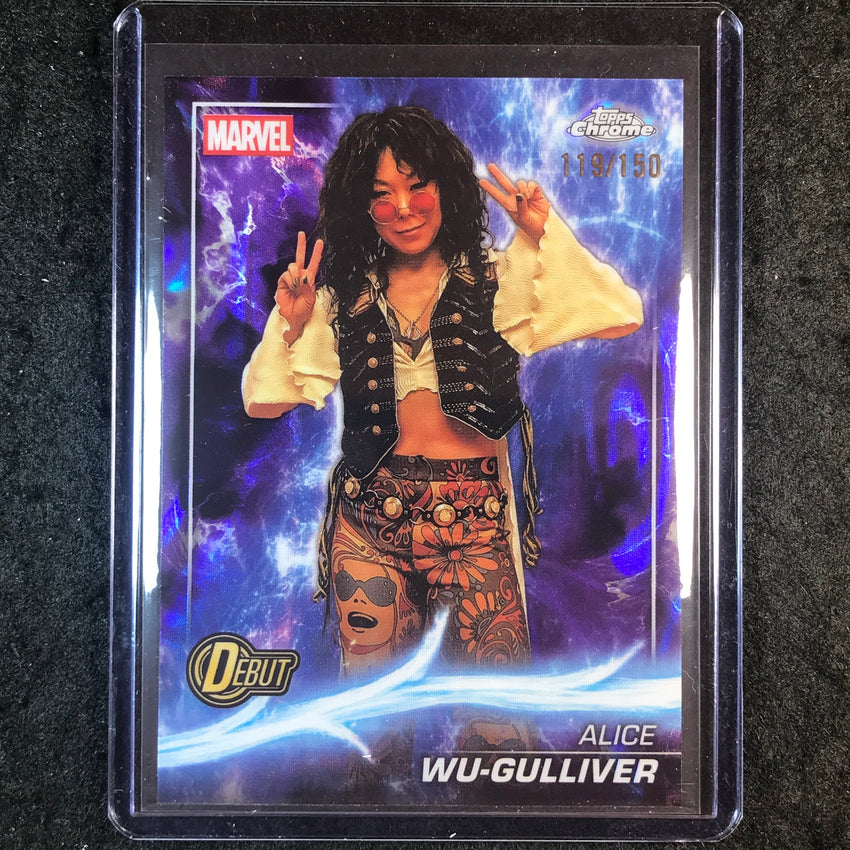 2025 Topps Chrome Marvel Studios ALICE WU-GULLIVER Agatha Lava 119/150 #164
