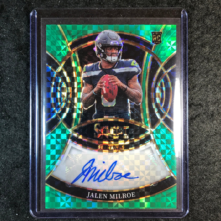 2025 Select Football JALEN MILROE Rookie Signatures Auto Green 1/5
