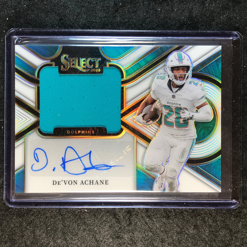 2025 Select Football DE'VON ACHANE Jumbo Signature Swatches Jersey Auto 14/75