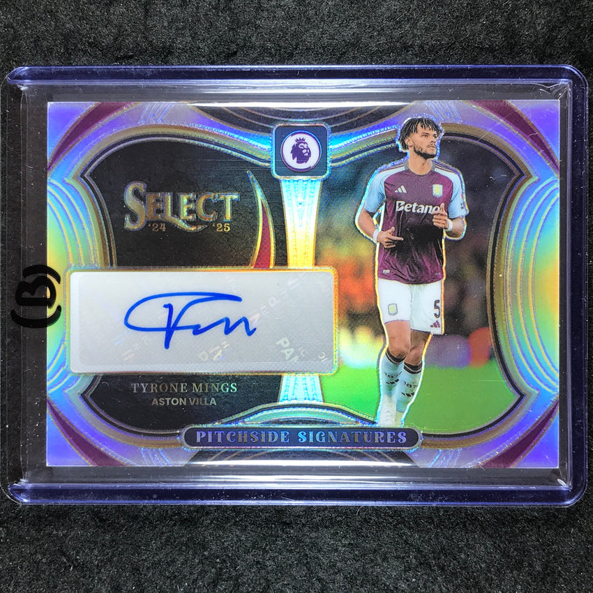 2024-25 Select EPL TYRONE MINGS Pitchside Signatures Auto Silver Prizm #TM (B)