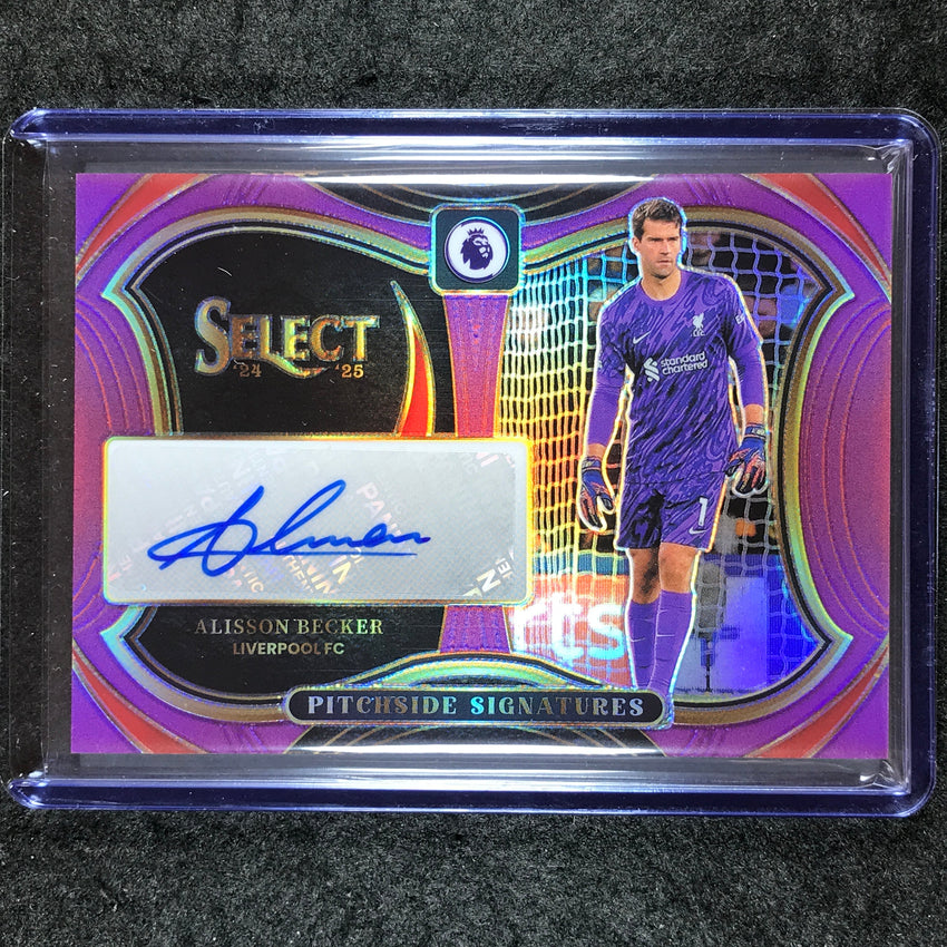 2024-25 Select EPL ALISSON BECKER Pitchside Signatures Auto Purple 32/49