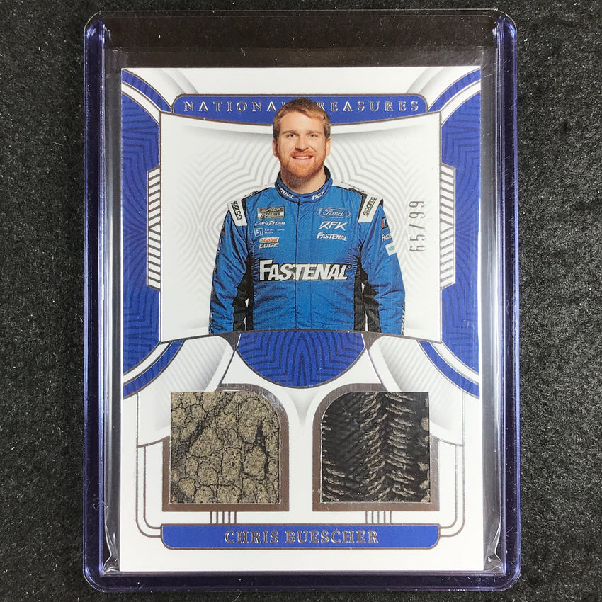 2023 National Treasures Racing CHRIS BUESCHER Dual Race Used Tire Relic 65/99