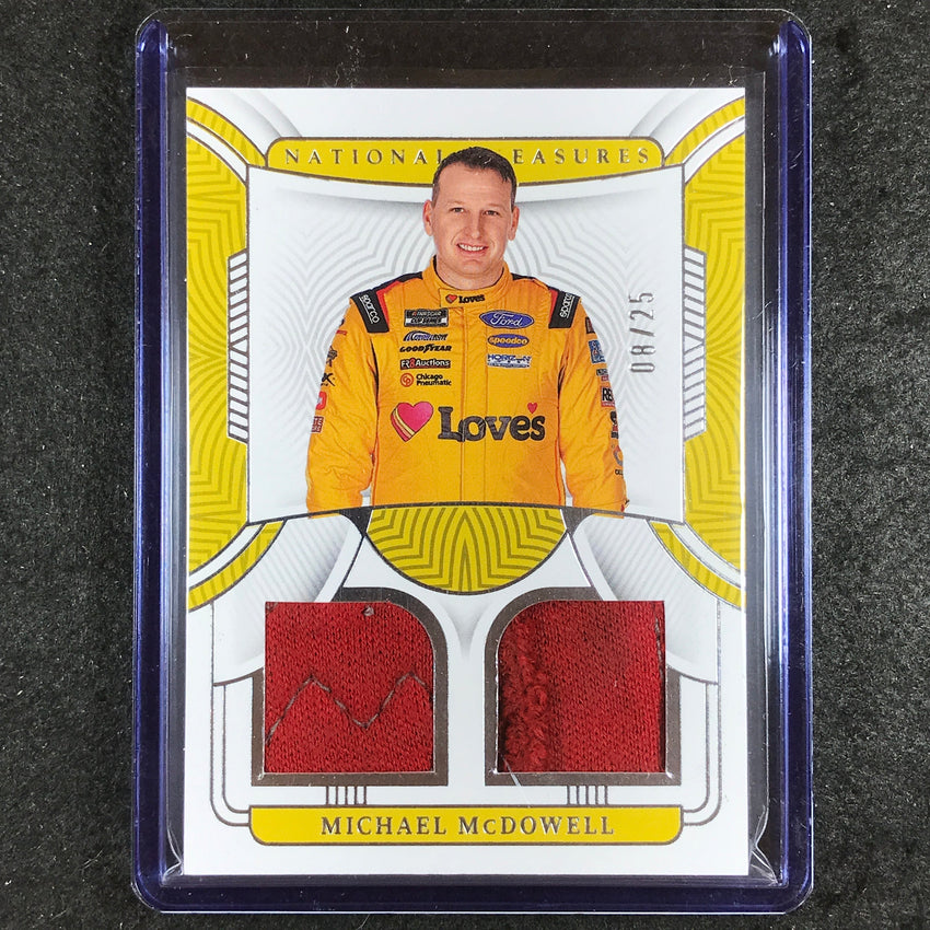 2023 National Treasures Racing MICHAEL MCDOWELL Dual Race Used Glove Relic 8/25