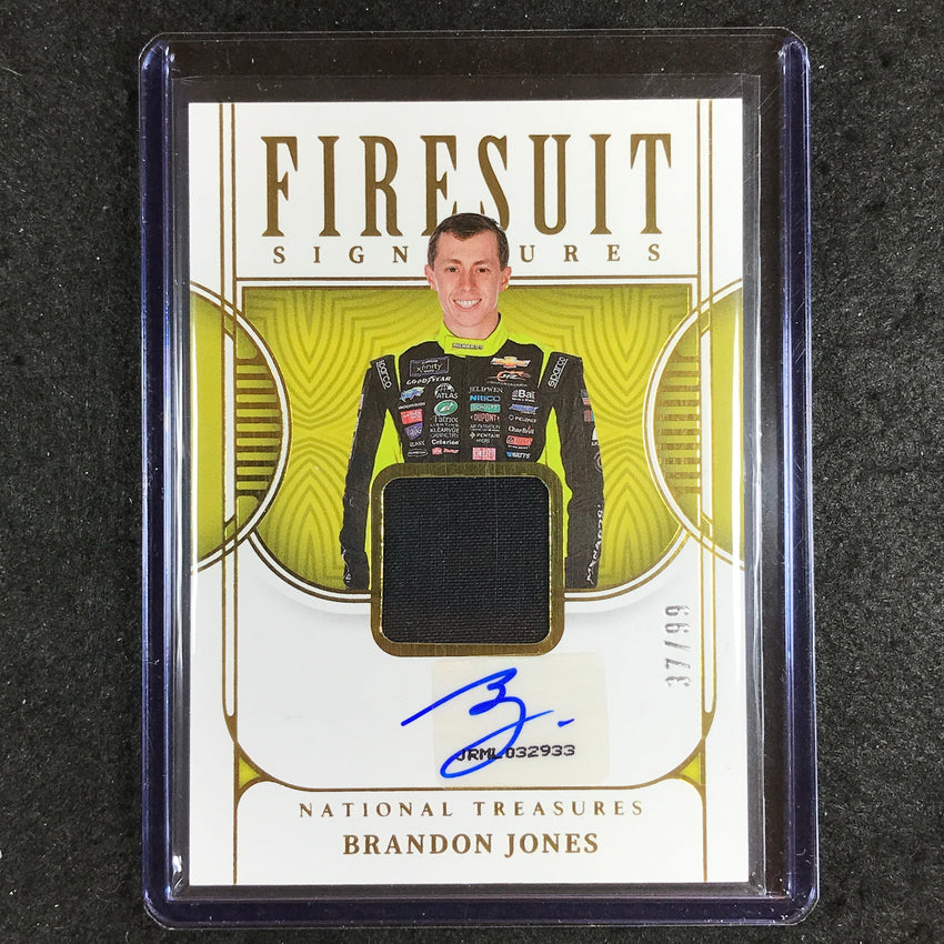 2023 National Treasures Racing BRANDON JONES Firesuit Signatures Auto 37/99