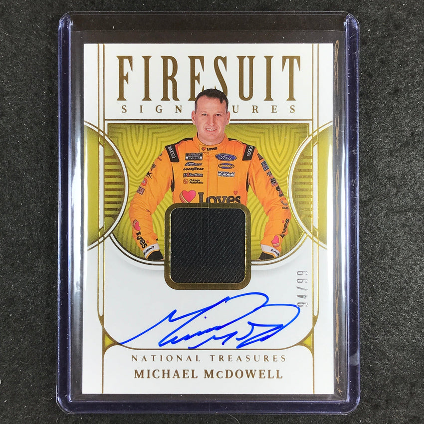 2023 National Treasures Racing MICHAEL MCDOWELL Firesuit Signatures Auto 94/99