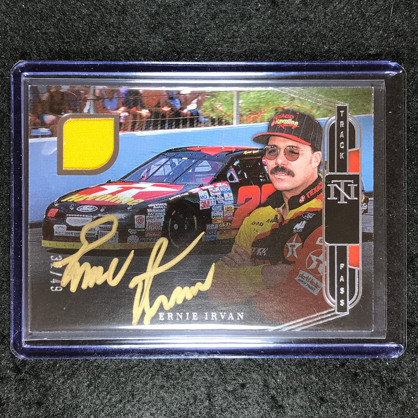 2023 National Treasures Racing ERNIE IRVAN Track Pass Material Relic Auto 32/49