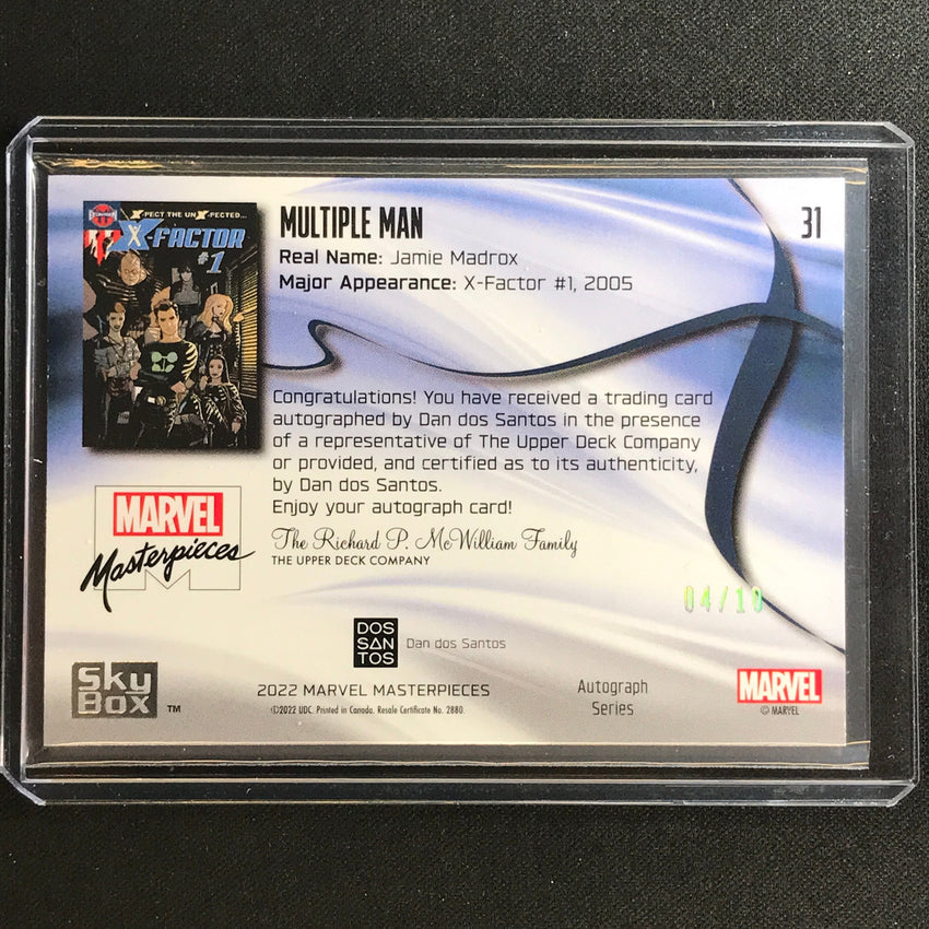 2022 Marvel Masterpieces Multiple Man Silver Spectrum Auto 4/10 Dan Dos Santos