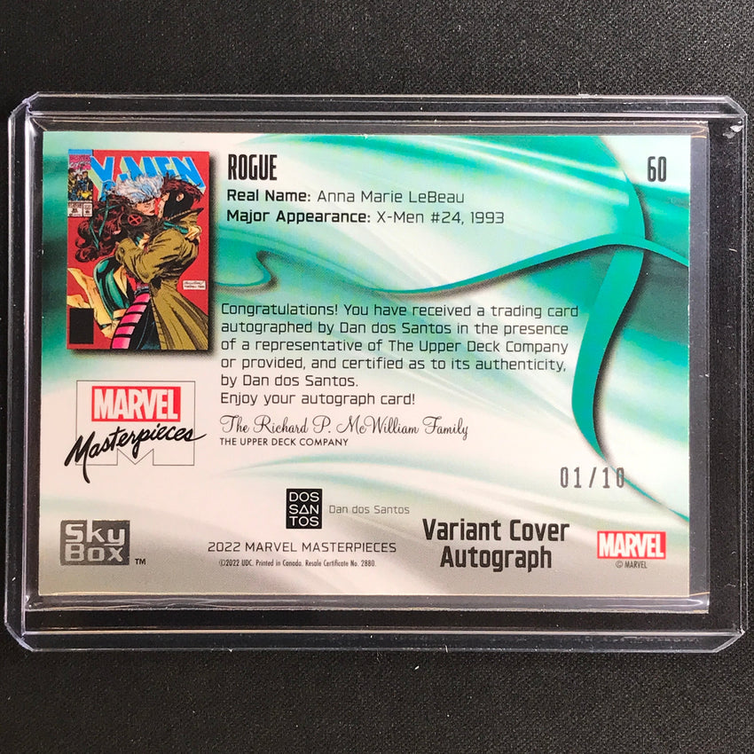2022 Marvel Masterpieces Rogue Base Variant Cover Auto 1/10 Dan Dos Santos