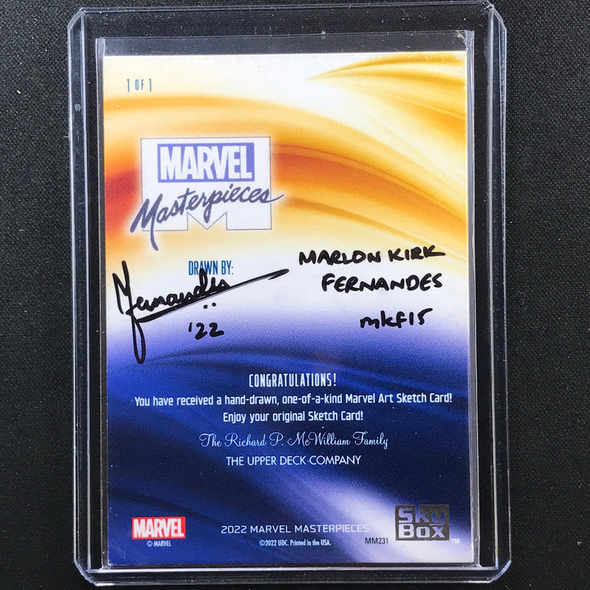2022 Marvel Masterpieces Hulk Sketch Card 1/1 Marlon Kirk Fernandes Mkf15