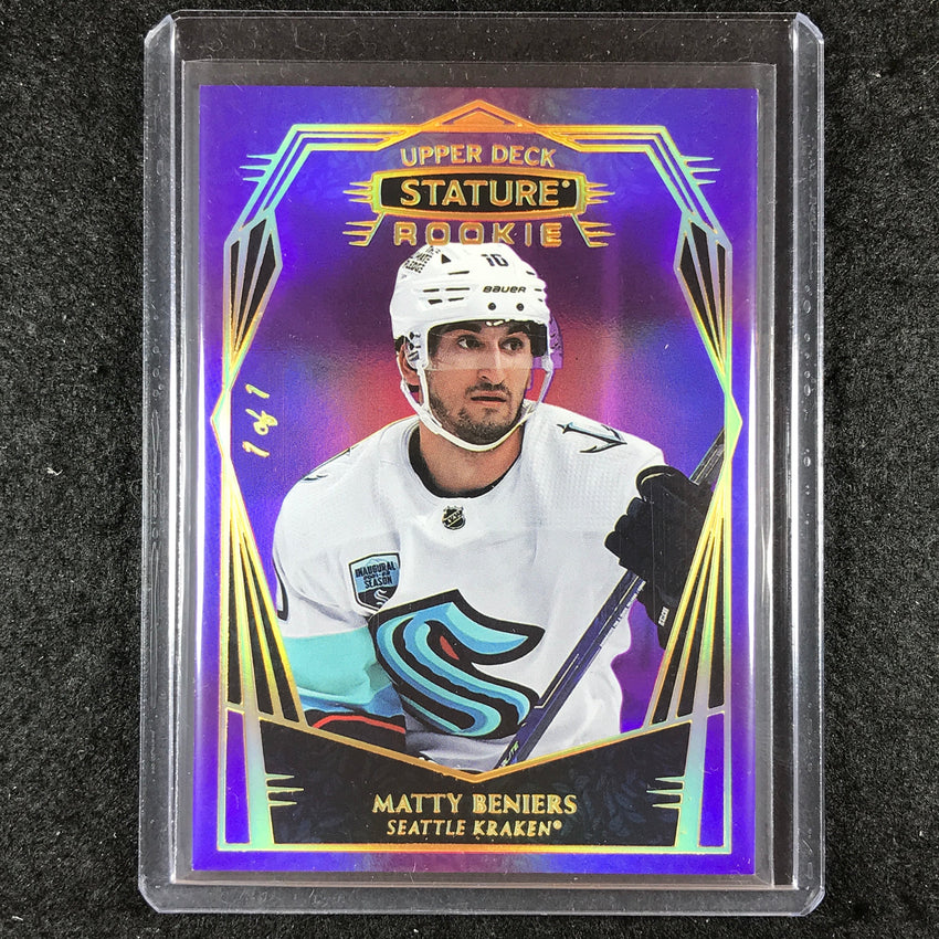 2022-23 Stature Hockey MATTY BENIERS Rookie Base Purple Design Variant 1/1 #102