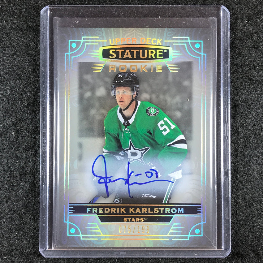 2022-23 Stature Hockey FREDRIK KARLSTROM Base Rookie Auto 75/199 #123
