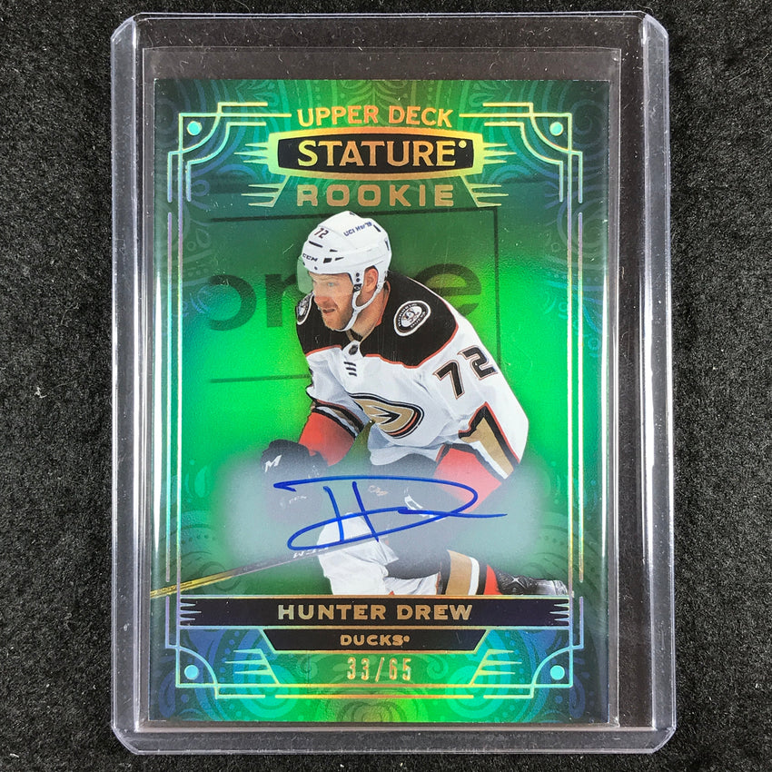2022-23 Stature Hockey HUNTER DREW Base Rookie Auto Green 33/65