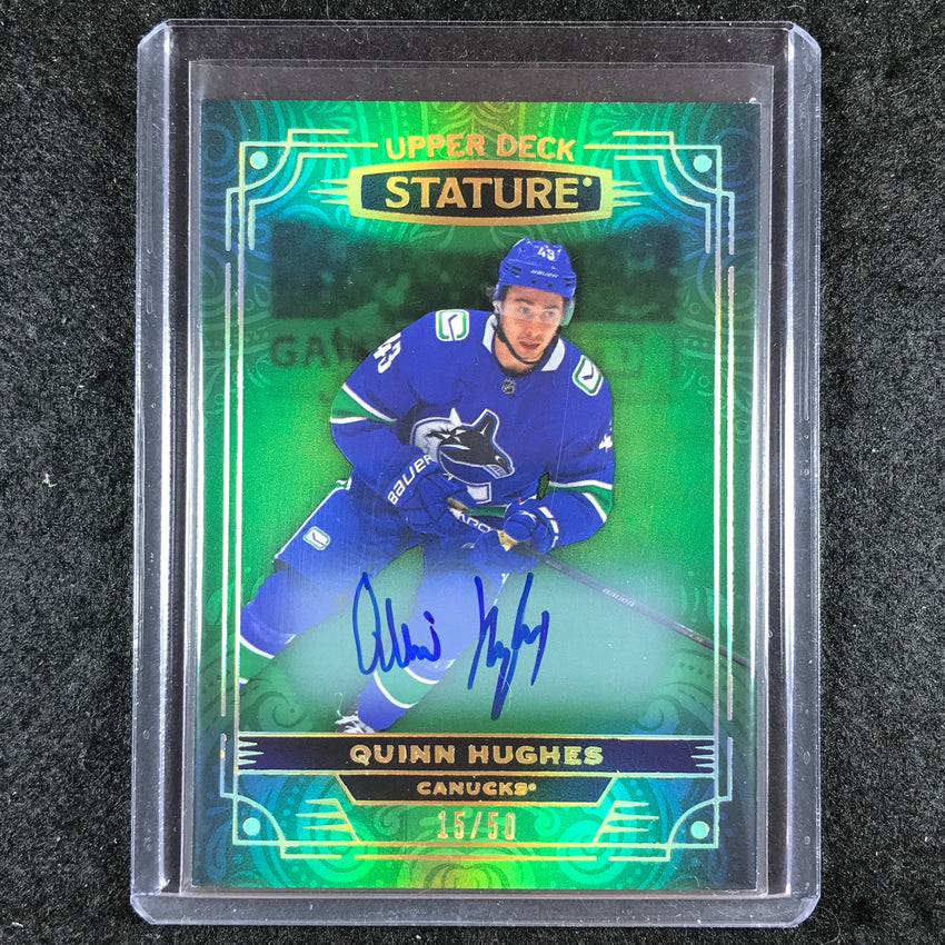 2022-23 Stature Hockey QUINN HUGHES Base Auto Green 15/50