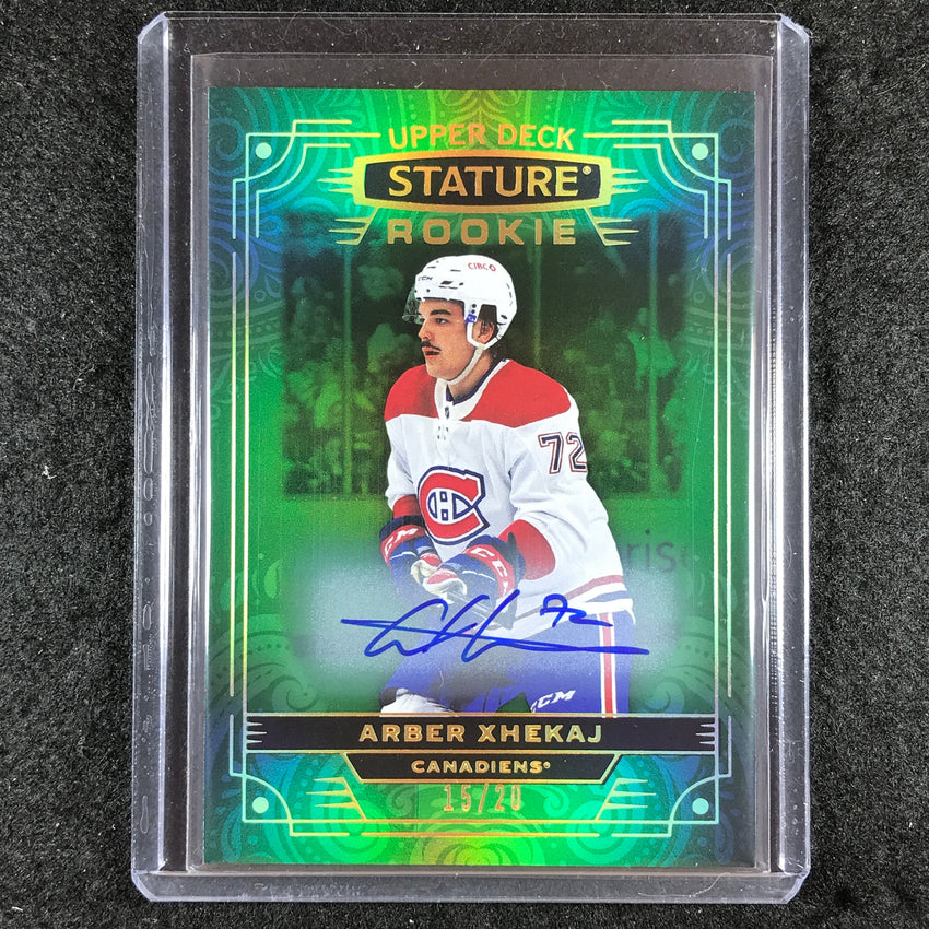 2022-23 Stature Hockey ARBER XHEKAJ Base Rookie Auto Green 15/20