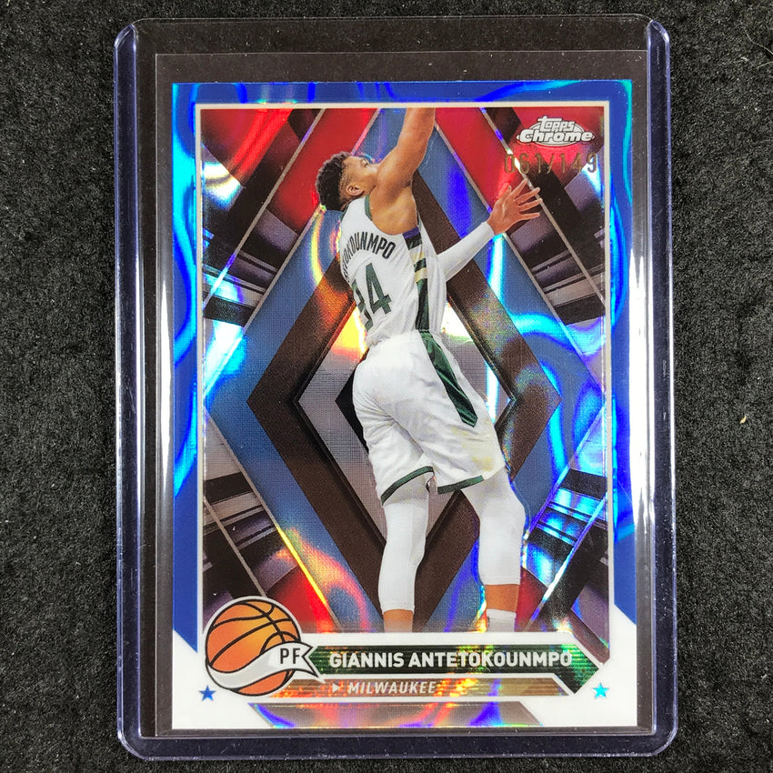 2023-24 Topps Chrome Basketball GIANNIS ANTETOKOUNMPO Base Blue Lava 61/149 #15