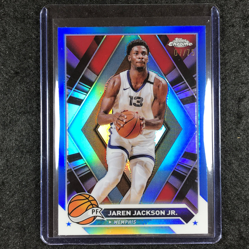2023-24 Topps Chrome Basketball JAREN JACKSON JR. Base Blue 7/75
