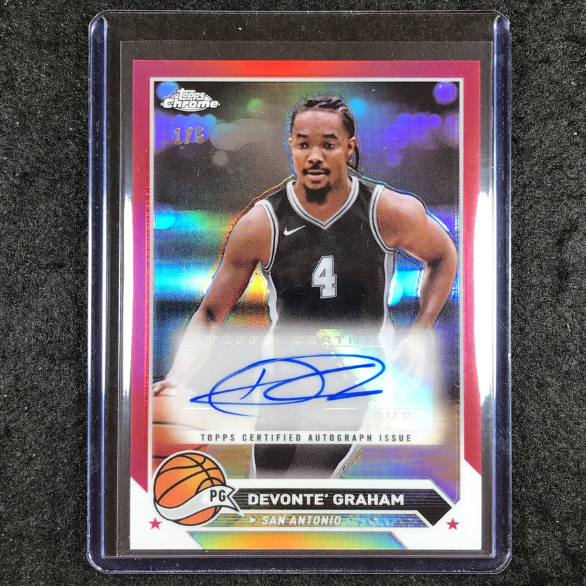 2023-24 Topps Chrome Basketball DEVONTE' GRAHAM Topps Chrome Auto Red 1/5