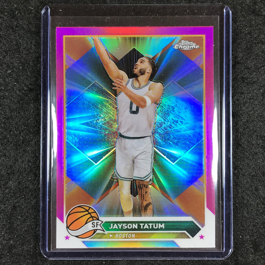 2023-24 Topps Chrome Basketball JAYSON TATUM Base Pink Refractor #164