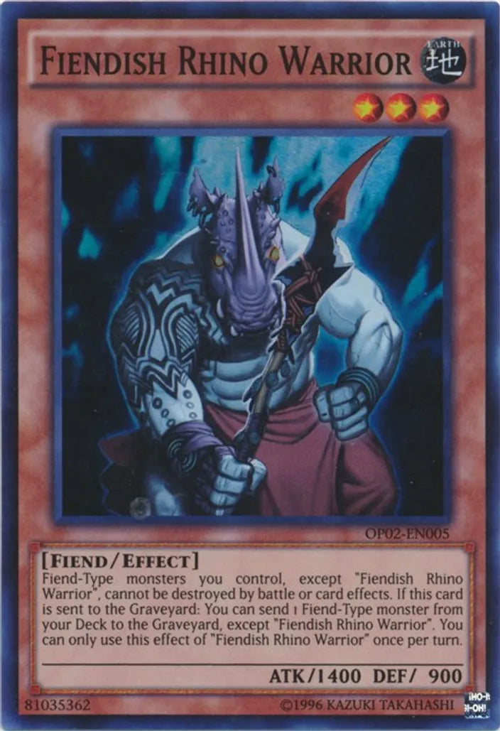 Fiendish Rhino Warrior - OP02-EN005 - Super Rare OTS Tournament Pack 2