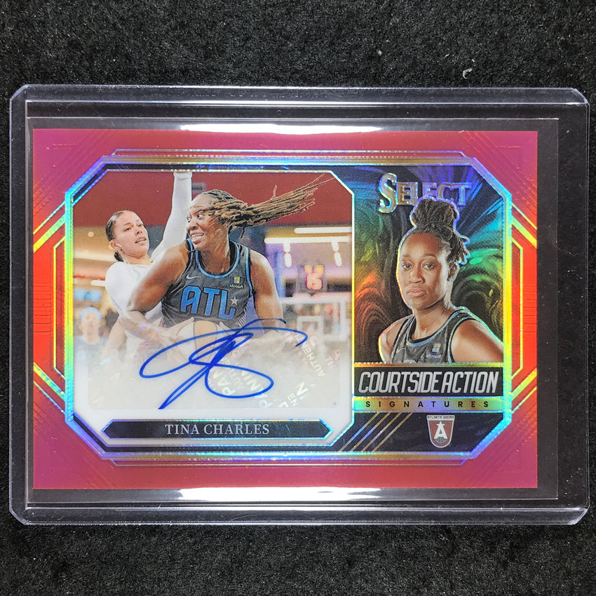 2024 Select WNBA TINA CHARLES Courtside Action Signatures Auto Red 55/99
