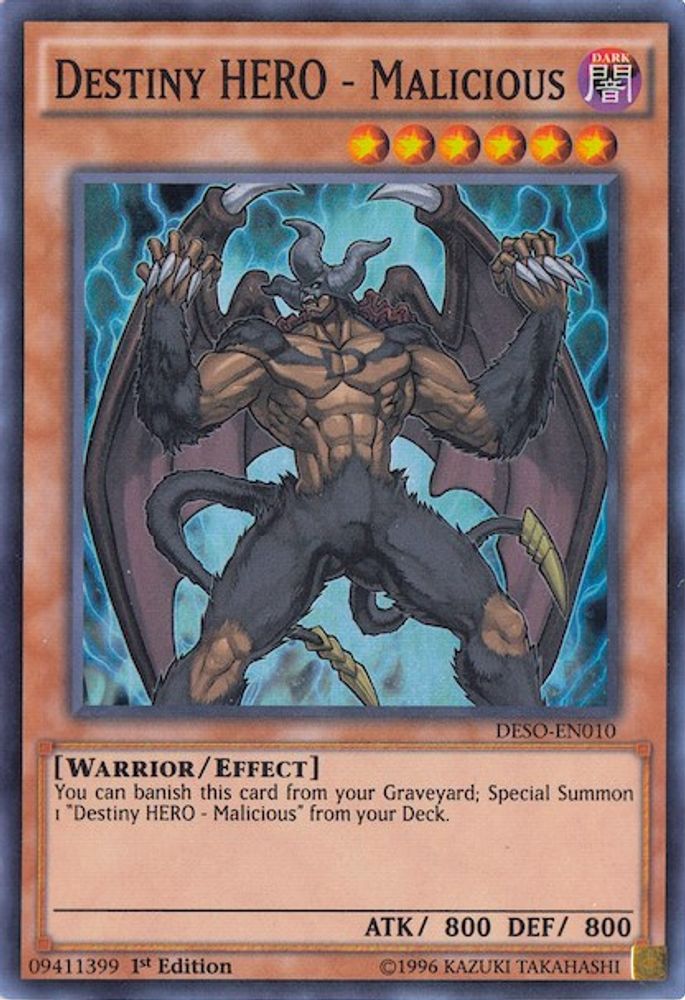 Destiny HERO - Malicious - (DESO-EN010) - Super Rare  1st Edition