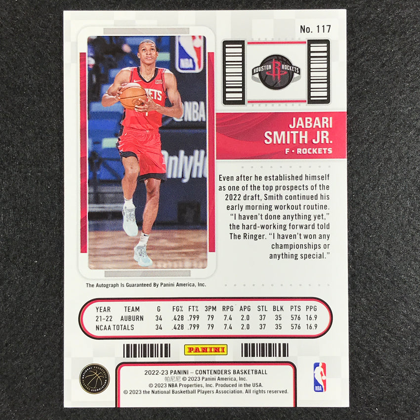 2022-23 Contenders Jabari Smith Jr. Rookie Ticket Auto Playoff 95/99