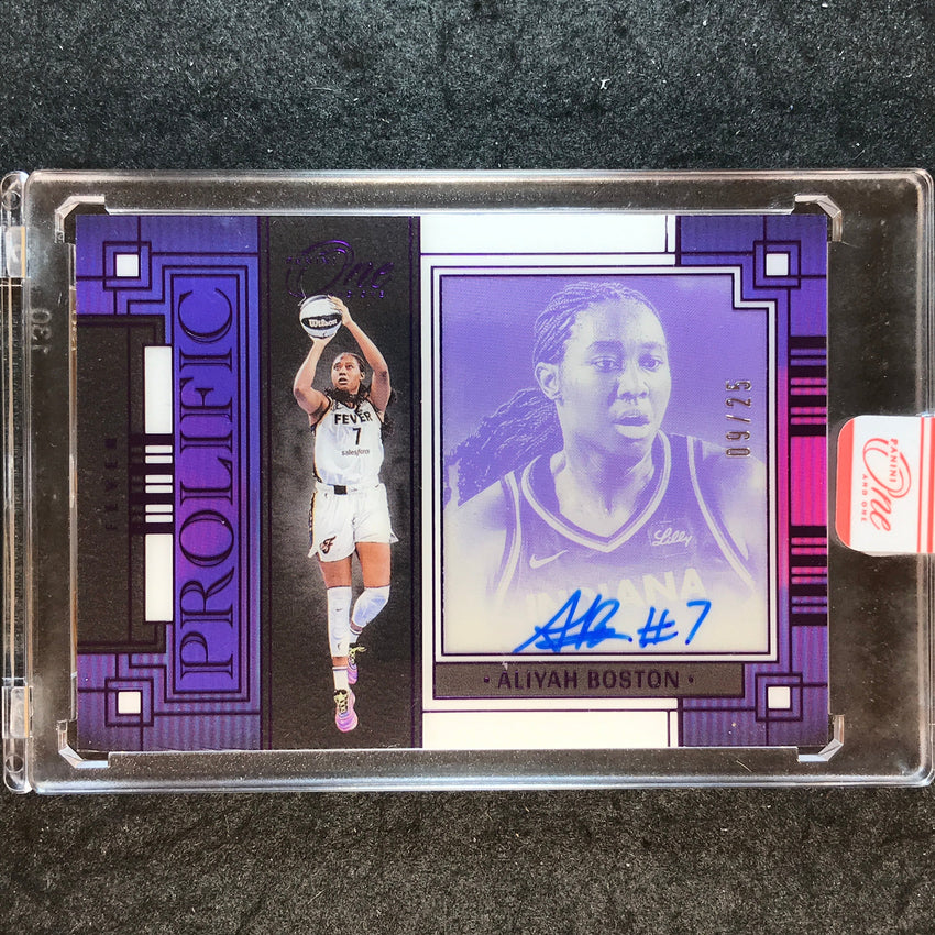 2025 One and One WNBA ALIYAH BOSTON Prolific Signatures Auto Purple 9/25