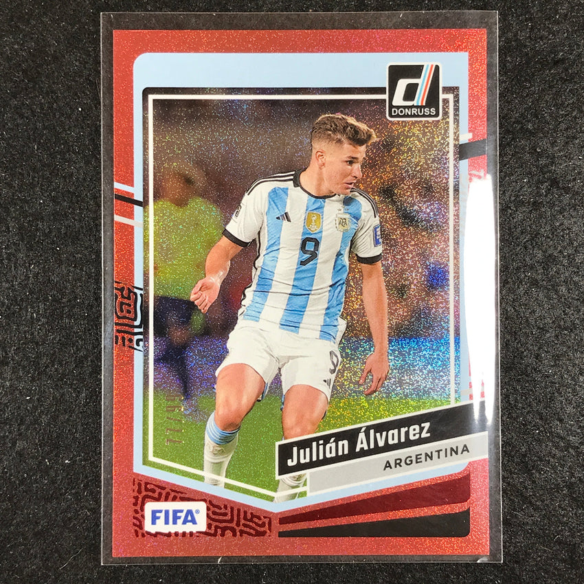 2023-24 Donruss Soccer JULIAN ALVAREZ Base Red 77/99 No. 5