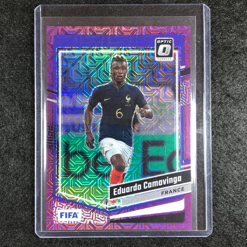 2023-24 Donruss Soccer EDUARDO CAMAVINGA Optic Purple Mojo 10/25