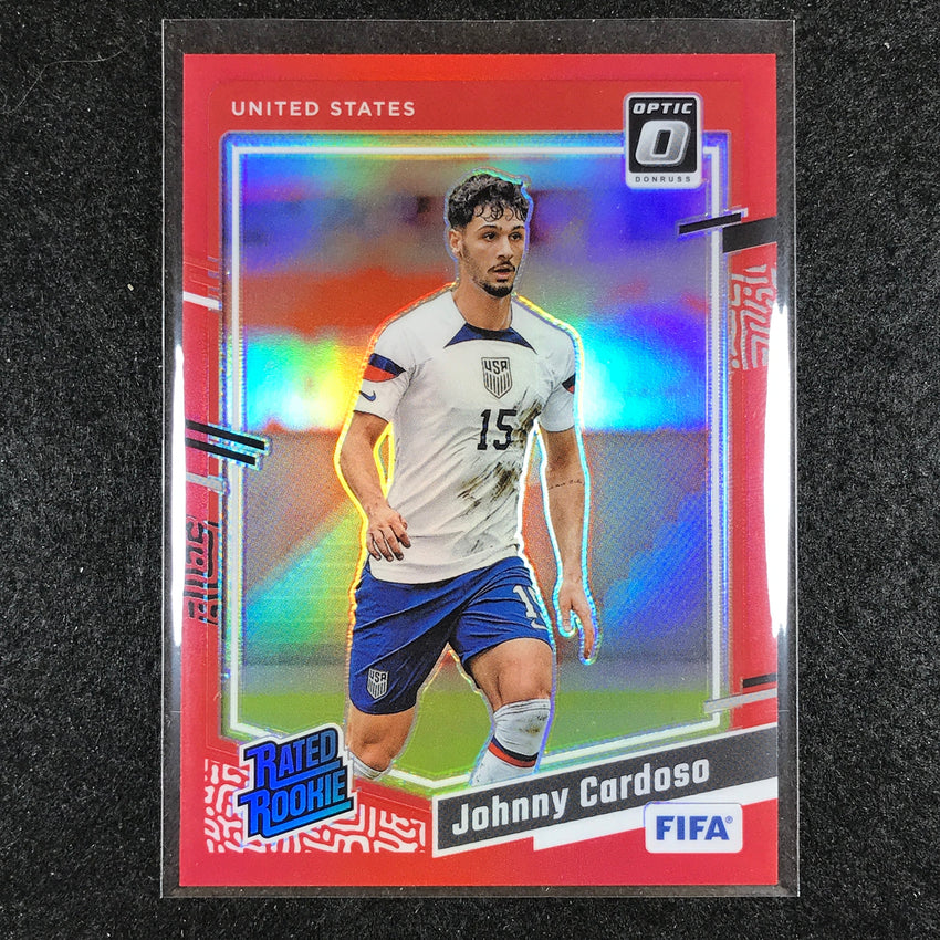 2023-24 Donruss Soccer JOHNNY CARDOSO Rated Rookie Optic Red 111/299 No. 180