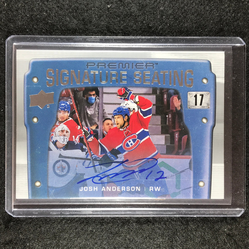 2021-22 Premier Hockey JOSH ANDERSON Signature Seating Auto Base #JA