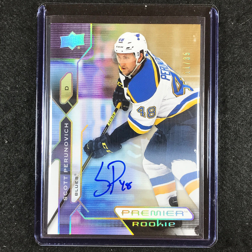 2021-22 Premier Hockey SCOTT PERUNOVICH Base Rookie Auto Gold 11/35