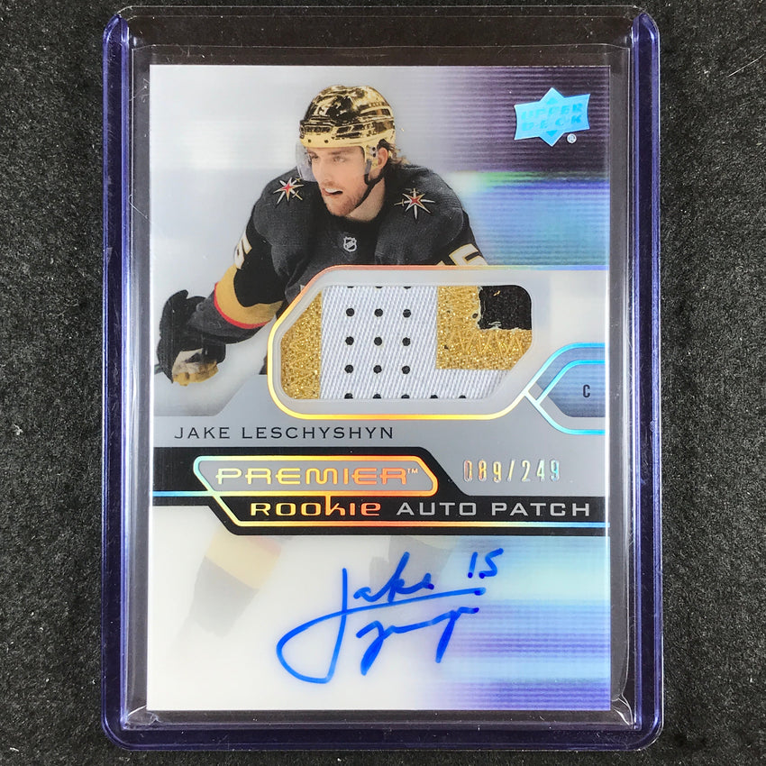 2021-22 Premier Hockey JAKE LESCHYSHYN Acetate Rookie Patch Auto 89/249