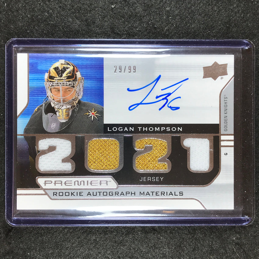 2021-22 Premier Hockey LOGAN THOMPSON 2021 Premier Rookie Jersey Auto 29/99