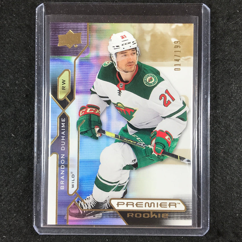 2021-22 Premier Hockey BRANDON DUHAIME Rookie Base Gold 14/199 #142
