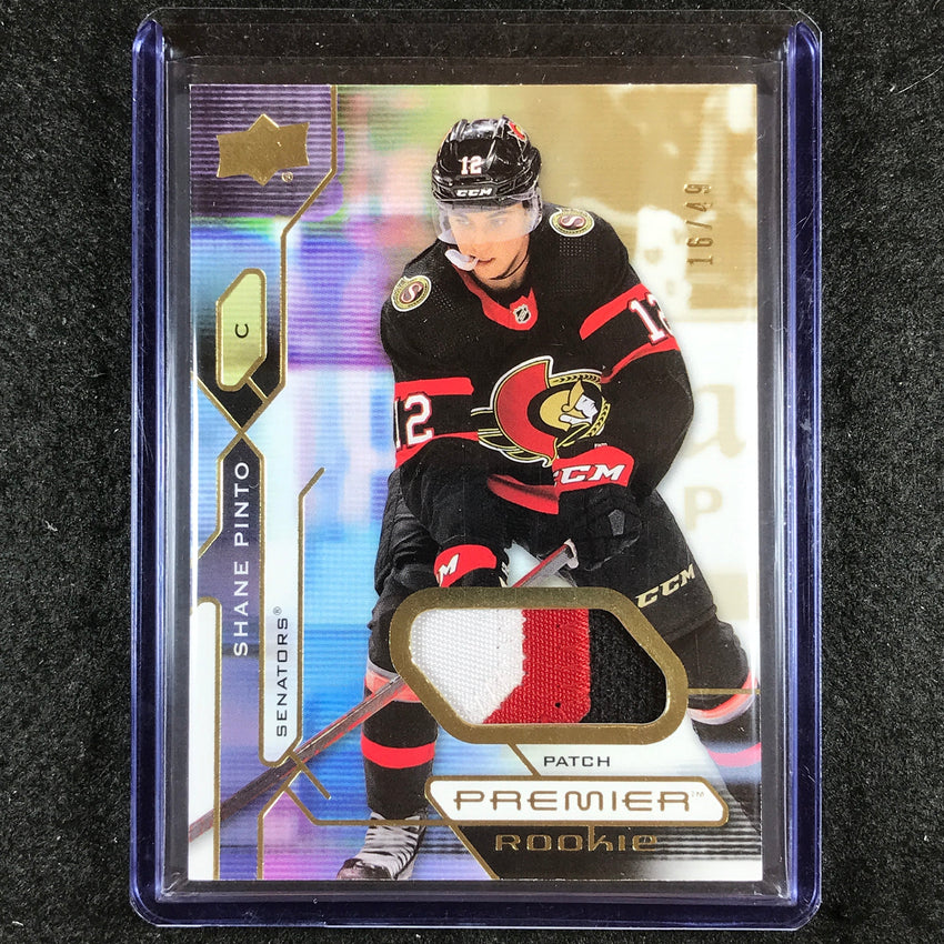 2021-22 Premier Hockey SHANE PINTO Base Rookie Premium Memorabilia Patch 16/49