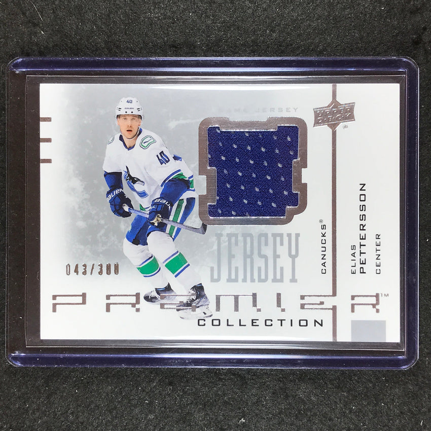 2021-22 Premier Hockey ELIAS PETTERSSON 20th Anniversary Jersey Relic 43/300