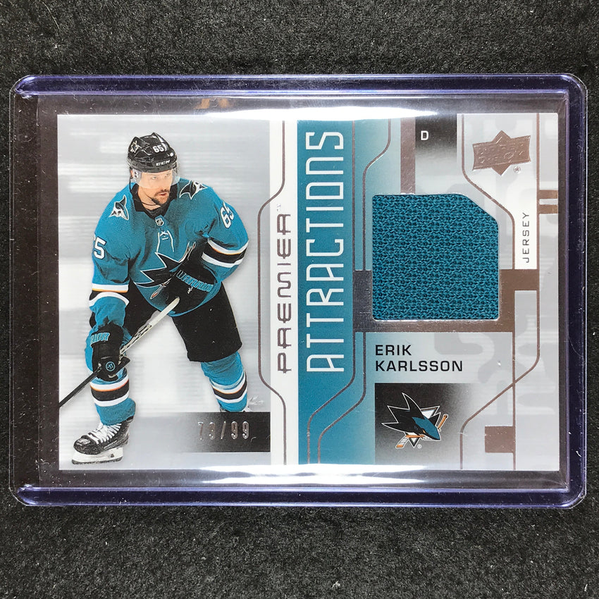 2021-22 Premier Hockey ERIK KARLSSON Premier Attractions Jersey Relic 79/99