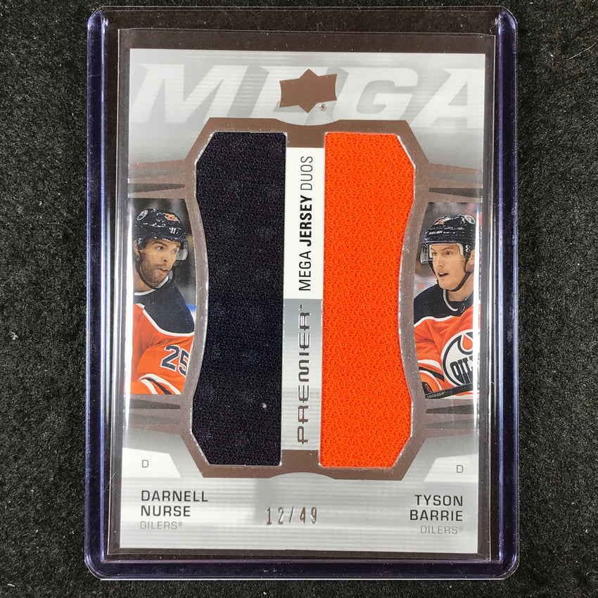 2021-22 Premier Hockey DARNELL NURSE TYSON BARRIE Premier Mega Jersey Duos 12/49