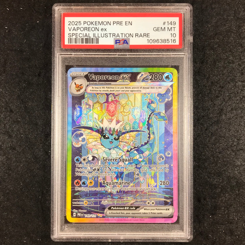 PSA 10 Vaporeon ex 149/131 - Special Illustration Rare Prismatic Evolutions 516-Cherry Collectables