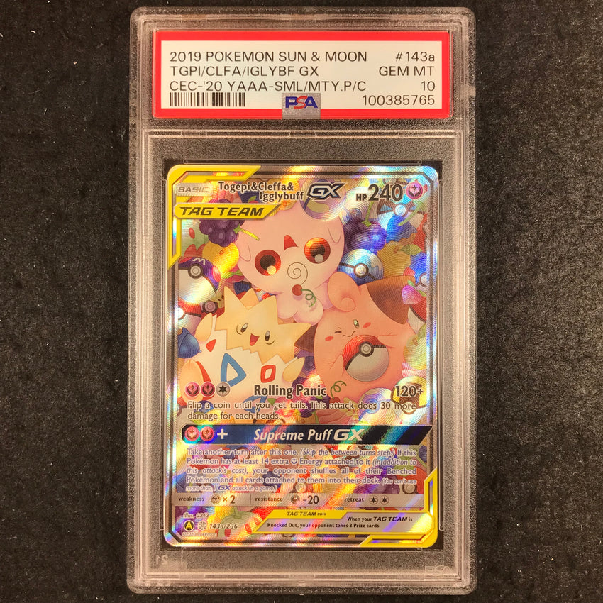 PSA 10 Togepi & Cleffa & Igglybuff GX - 143a/236 - Promo Cosmic Eclipse 765-Cherry Collectables