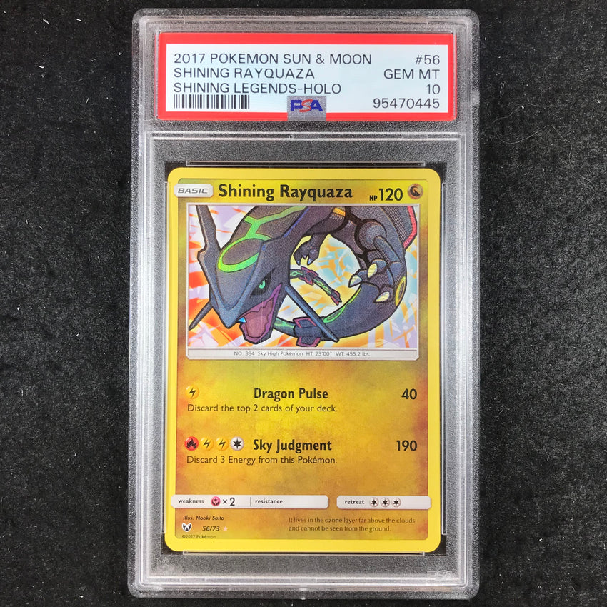 PSA 10 Shining Rayquaza - 56/73 - Shiny Holo Rare Pokemon Shining Legends 445-Cherry Collectables