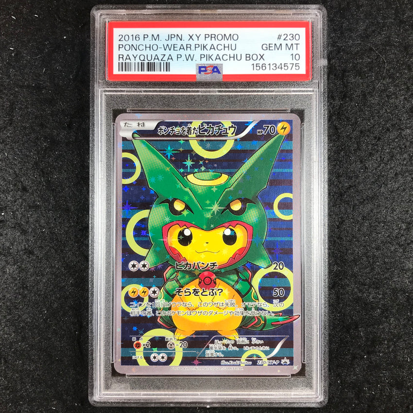 JAPANESE PSA 10 Poncho-Wearing Pikachu - 230/XY-P - Rayquaza Box XY Promo 575-Cherry Collectables