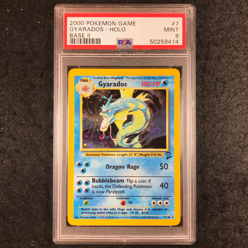 PSA 9 Gyarados - 7/130 - Holo Rare Pokemon 2000 Base Set 2 (II) (414)-Cherry Collectables