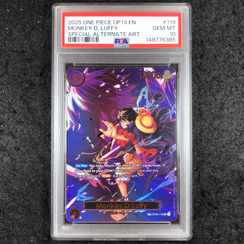 PSA 10 Monkey D. Luffy SP OP09-119 - SP One Piece OP13 Carrying on His Will 385-Cherry Collectables