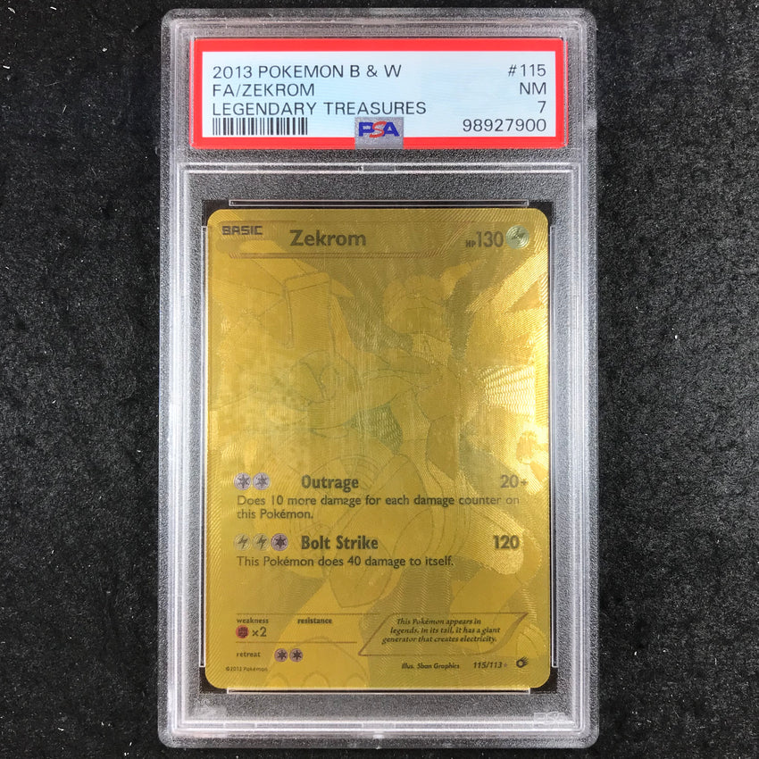 PSA 7 Zekrom - 115/113 - Gold Secret Rare Black & White Legendary Treasures 900-Cherry Collectables